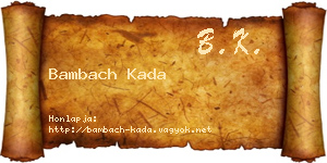 Bambach Kada névjegykártya